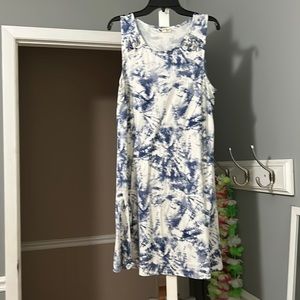 About a girl Blue and White Tie dye sleeveless dress